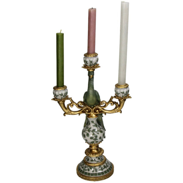 Candle Stick Peacock Polyresin Green - Image 2