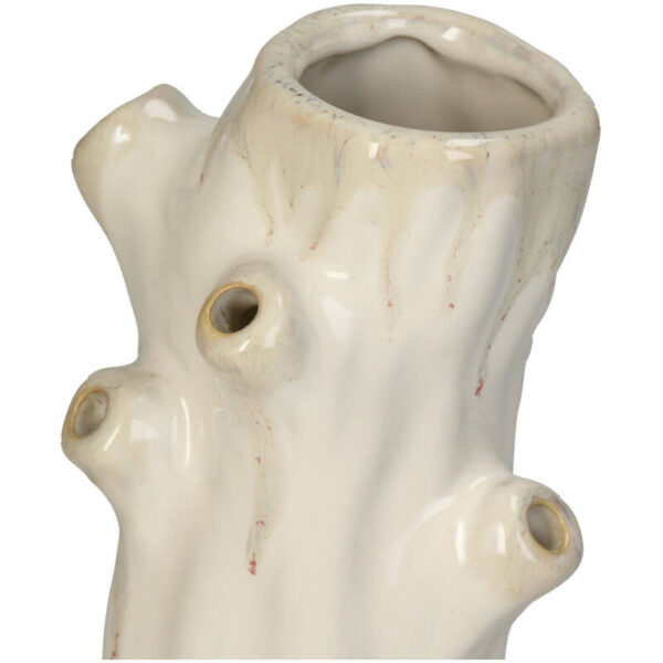 Vase Tree Trunk Stoneware White - Image 2