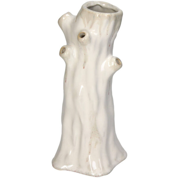 Vase Tree Trunk Stoneware White - Image 1