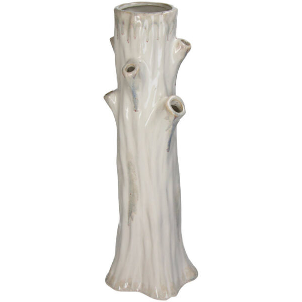 Vase Tree Trunk Stoneware White - Image 1