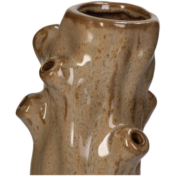 Vase Tree Trunk Stoneware Taupe - Image 4