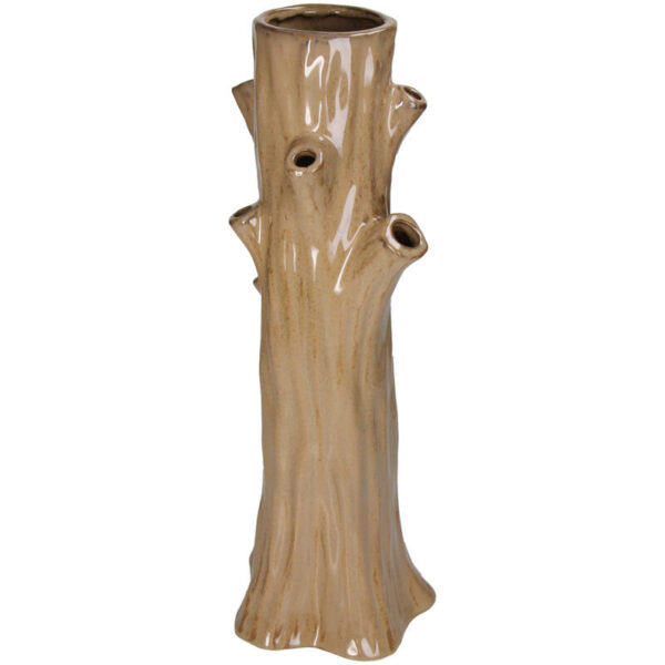 Vase Tree Trunk Stoneware Taupe - Image 1