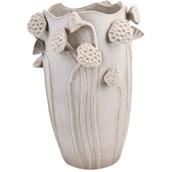 Vase Lotus Stoneware White - Image 1