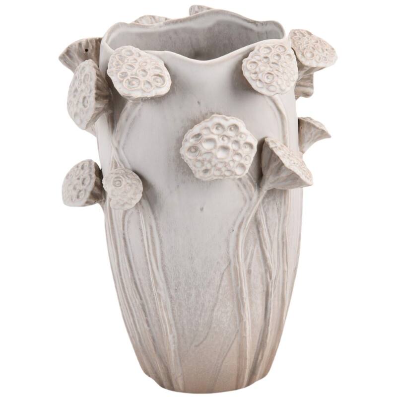 KAL-5392 Vase Lotus Stoneware White - Image 1