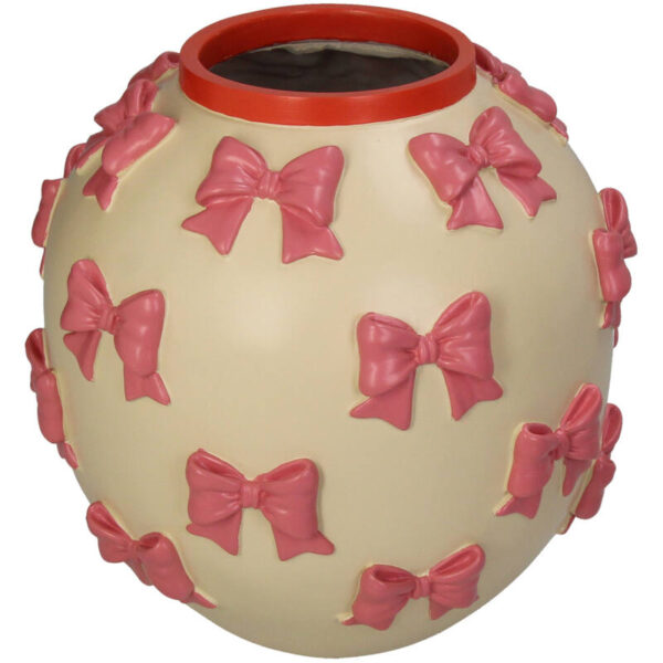 Vase Bow Polyresin Pink - Image 1