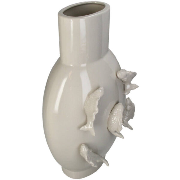 Vase Fishes Stoneware Ivory - Image 2