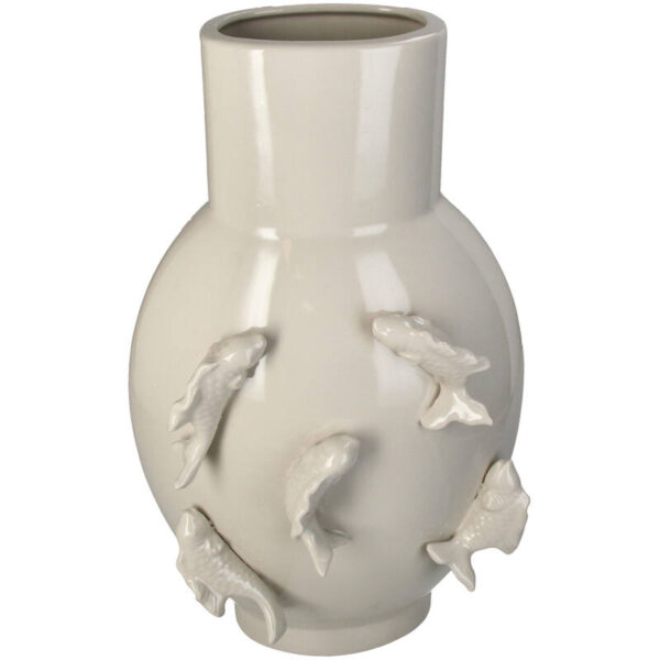 Vase Fishes Stoneware Ivory - Image 1
