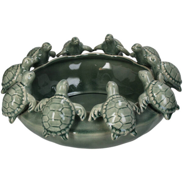 Bowl Turtles Stoneware Green - Image 1