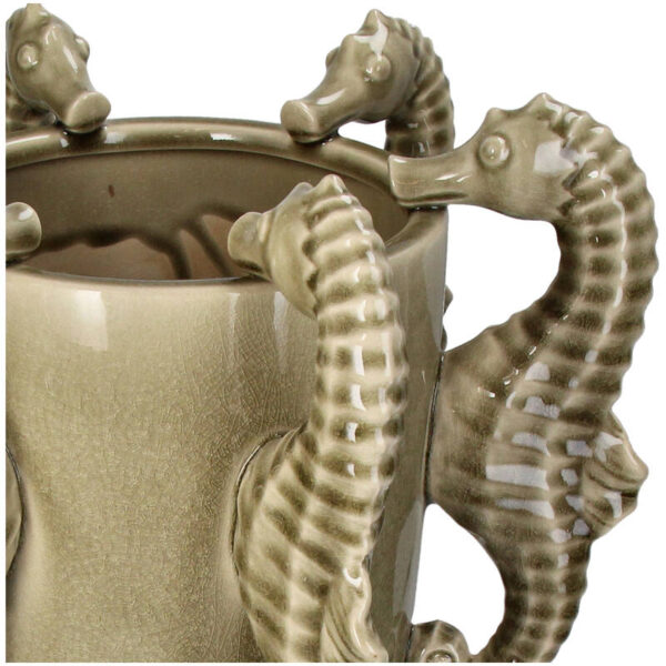 Vase Seahorses Stoneware Beige - Image 2