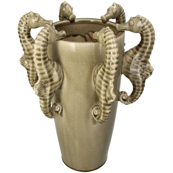Vase Seahorses Stoneware Beige - Image 1