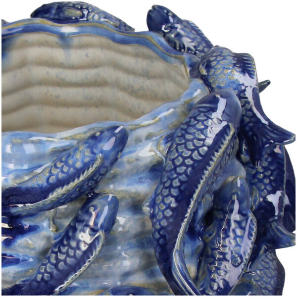 Planter Fishes Fine Earthenware Blue - Image 2