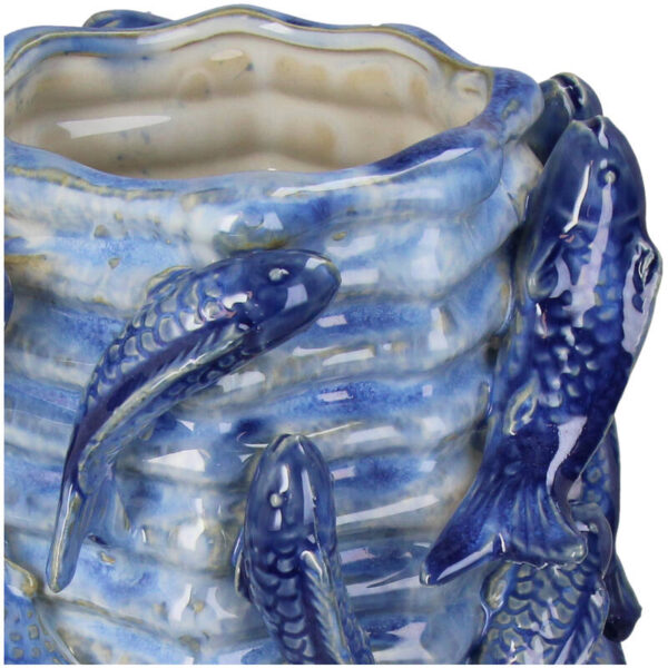 Planter Fishes Fine Earthenware Blue - Image 2