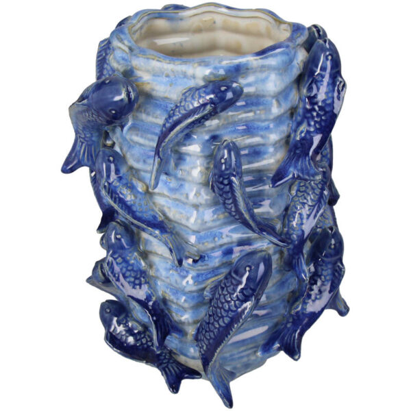 Planter Fishes Fine Earthenware Blue - Image 1