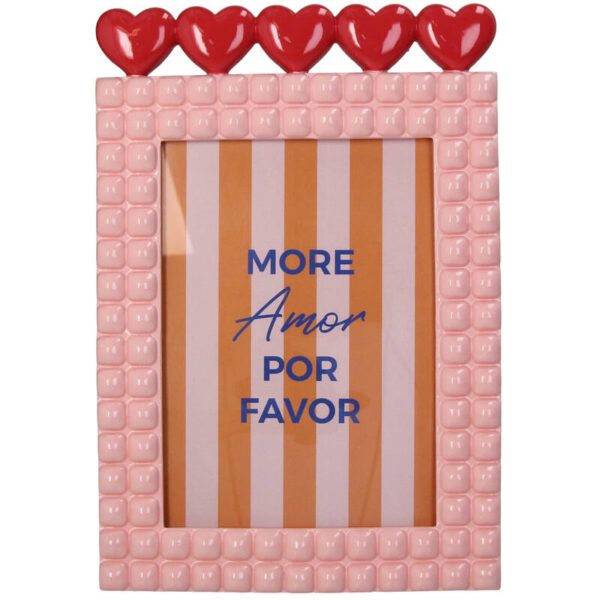 Photo Frame Heart Polyresin Pink - Image 1