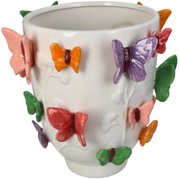 Vase Butterfly Stoneware Multi - Image 1