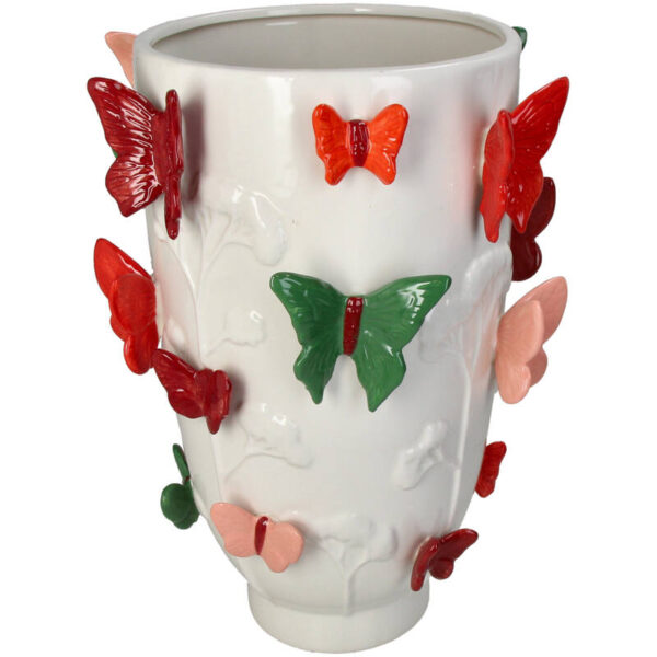 Vase Butterfly Stoneware Multi - Image 1
