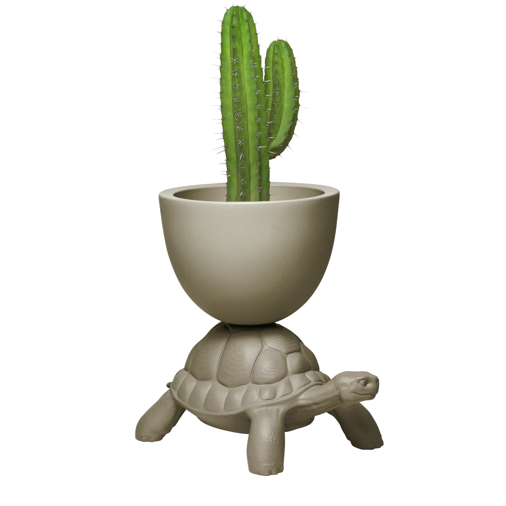 Qeeboo--Turtle-Carry-Planter-and-Champagne-Cooler--design-Marcantonio--04--dove-grey Turtle Carry Planter/champagne beige - Image 1