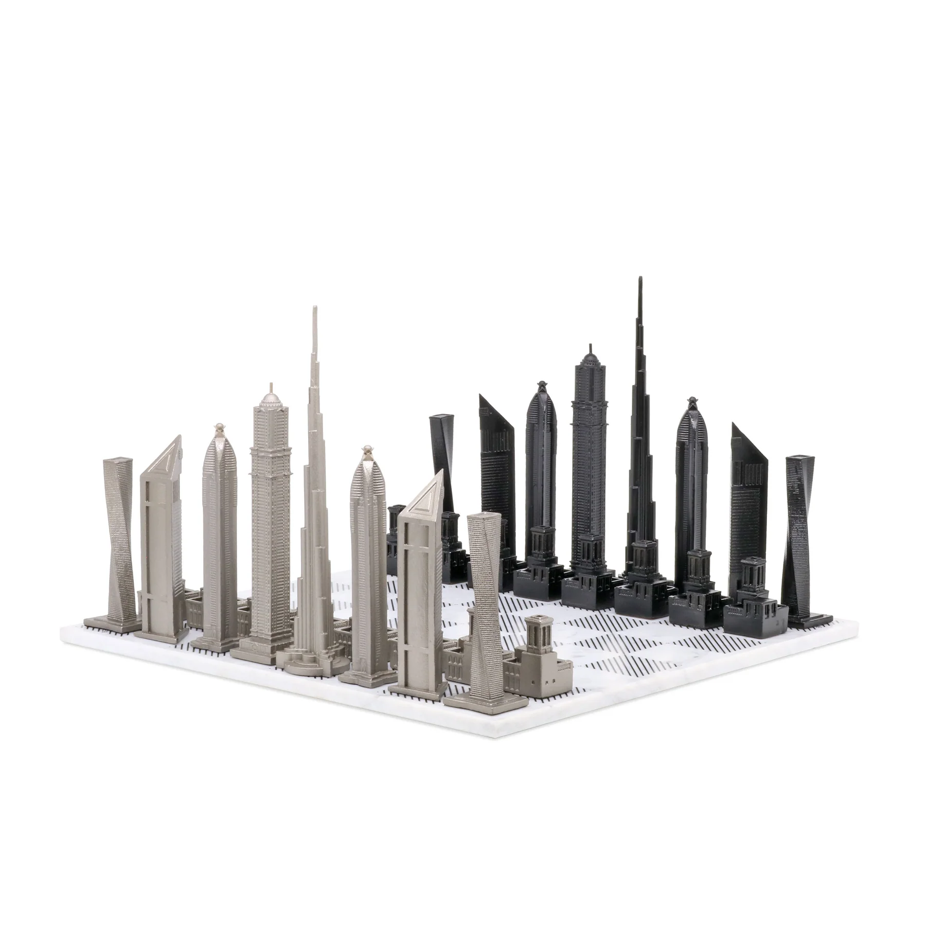 Skyline-Chess-Dubai-Stainless-Steel-Marble-2500x2500_1800x1800 Dubai Stainless Steel Edition - Image 1